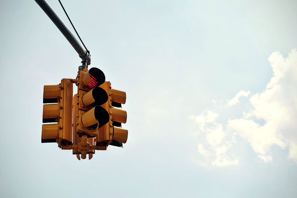 Traffic light on red