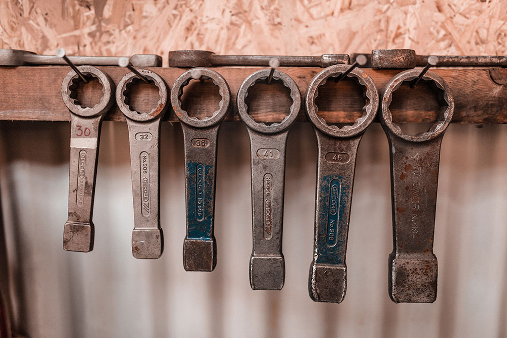 gray wrenches of various sizes